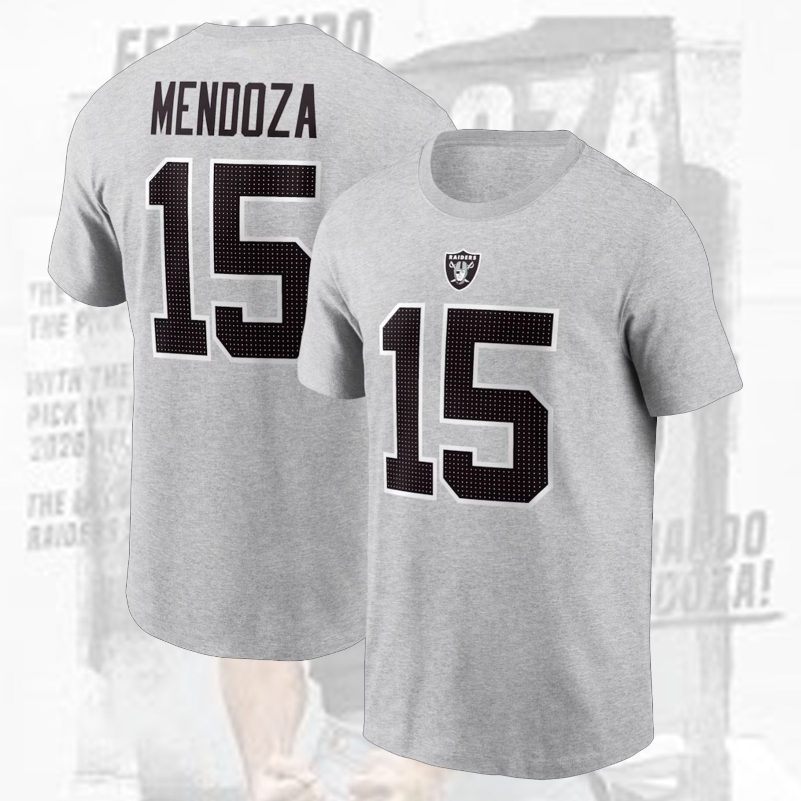 NEW ITEM! Fernando Mendoza #15 Las Ve.gas Raiders 2026 Name & Number Fan Gifts gallery