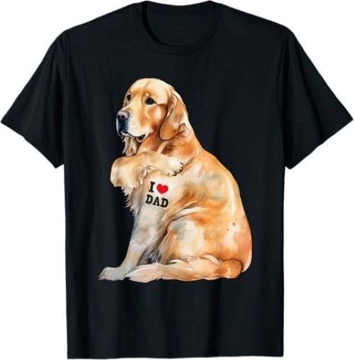 I Love Dad - Patriotic Golden Retriever Canine Dog Lover T-Shirt gallery