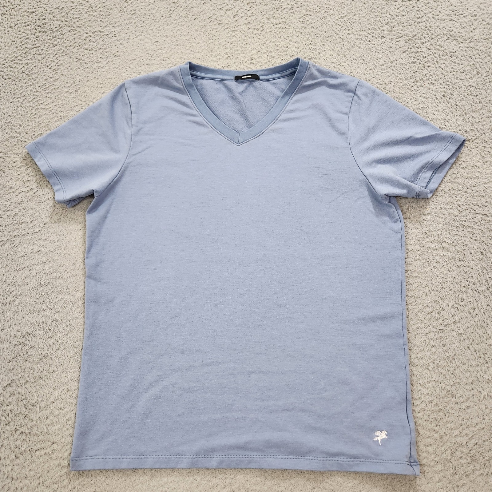 Sene T-Shirt Mens Medium Blue Short Sleeve Lightweight Supima Cotton Tee Preppy