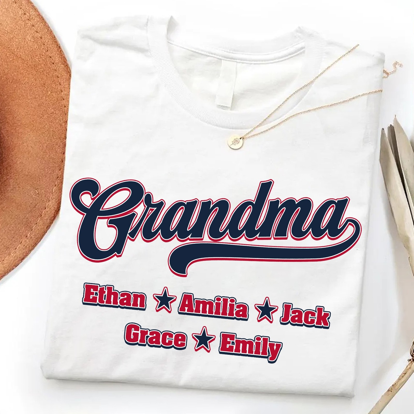 Personalized Baseball Grandma Shirt Grandkids Name Game Day Gift Sports Nana Tee