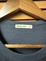 Marine Layer Blue Solid Embroidered Pocket Short Sleeve Crew Neck T-Shirt M