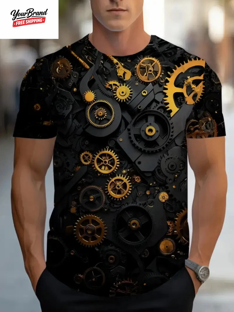Cool Technology Graphic Print T-Shirt 2025 Men'S Short Sleeve T-Shirts Clothing gallery