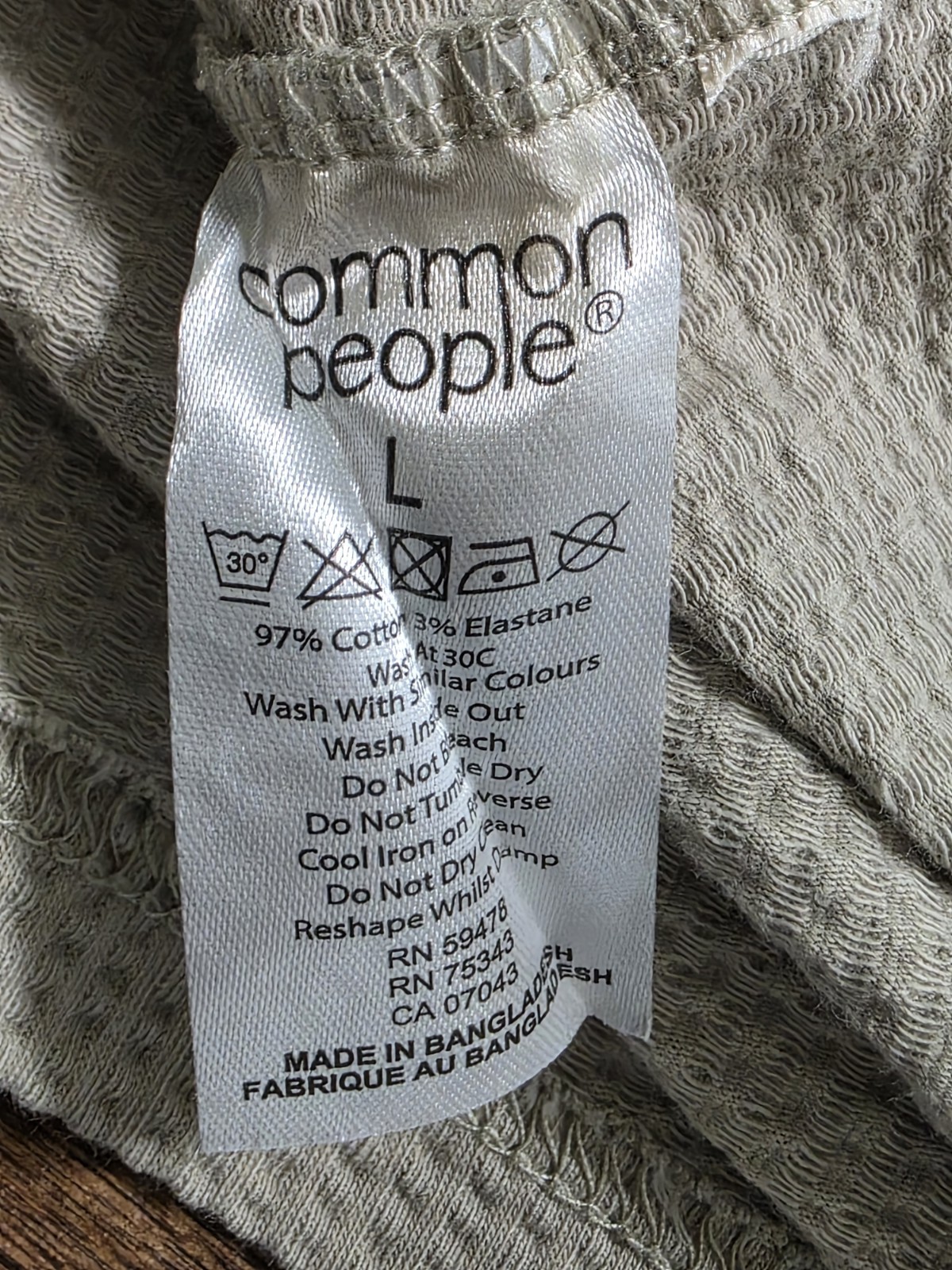 Common People Men's Ottoman Tee T-Shirt Light Grey Size L gallery