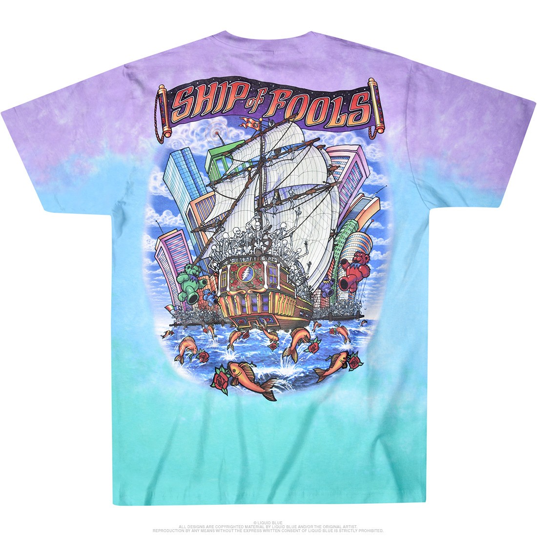 Grateful Dead Ship Of Fools Tie-Dye T-Shirt Liquid Blue gallery