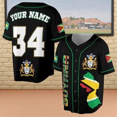 Personalized Name & Number Guyana Flag Coat of Arms Baseball Jersey Unisex S-5XL