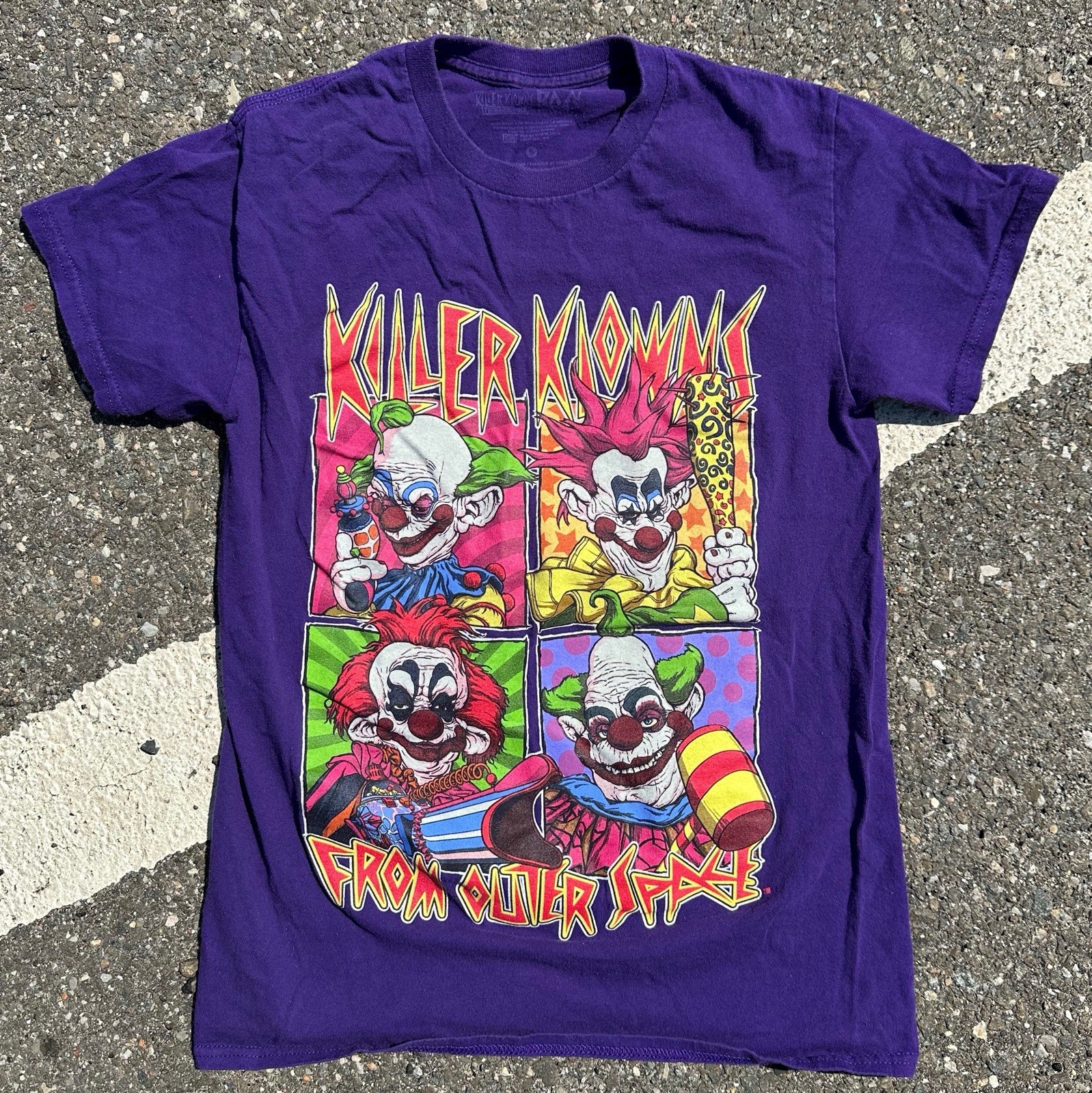 FRIGHT RAGS x KILLER KLOWNS FROM OUTER SPACE Tee Small Purple 80s Horror Retro