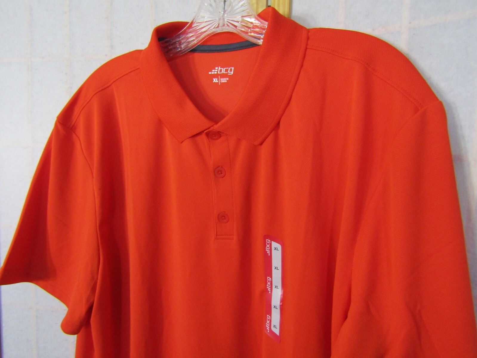 NWT BCG Men's Training Coaches Polo Spicy Orang1/4 Button Polo Shirt Men's XL gallery