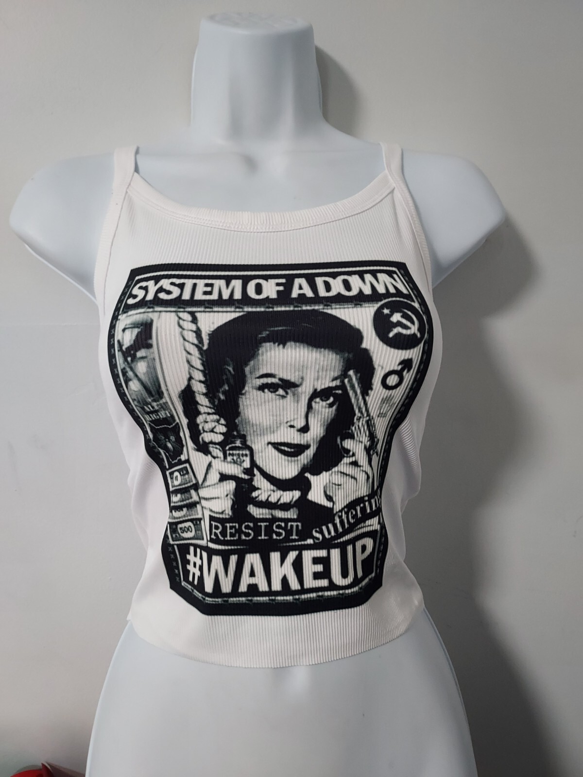 System of a down wake up crop top system of a down tank top ribbed hand cropped gallery