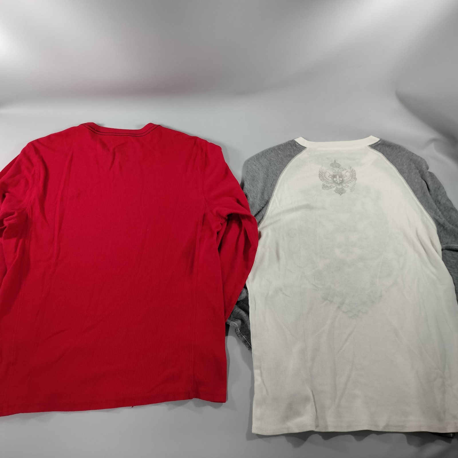 Express Lot of 2 Red White Gray Crew Neck Pull On Long Sleeve T-shirts Mens Sz M gallery