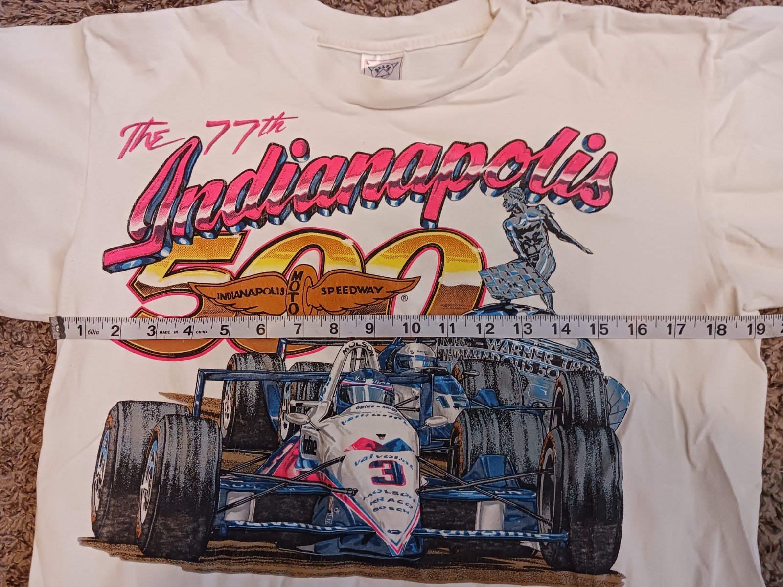 VINTAGE 1993 77th Indianapolis 500 T-Shirt Al Unser Jr Size L Delta USA Made gallery