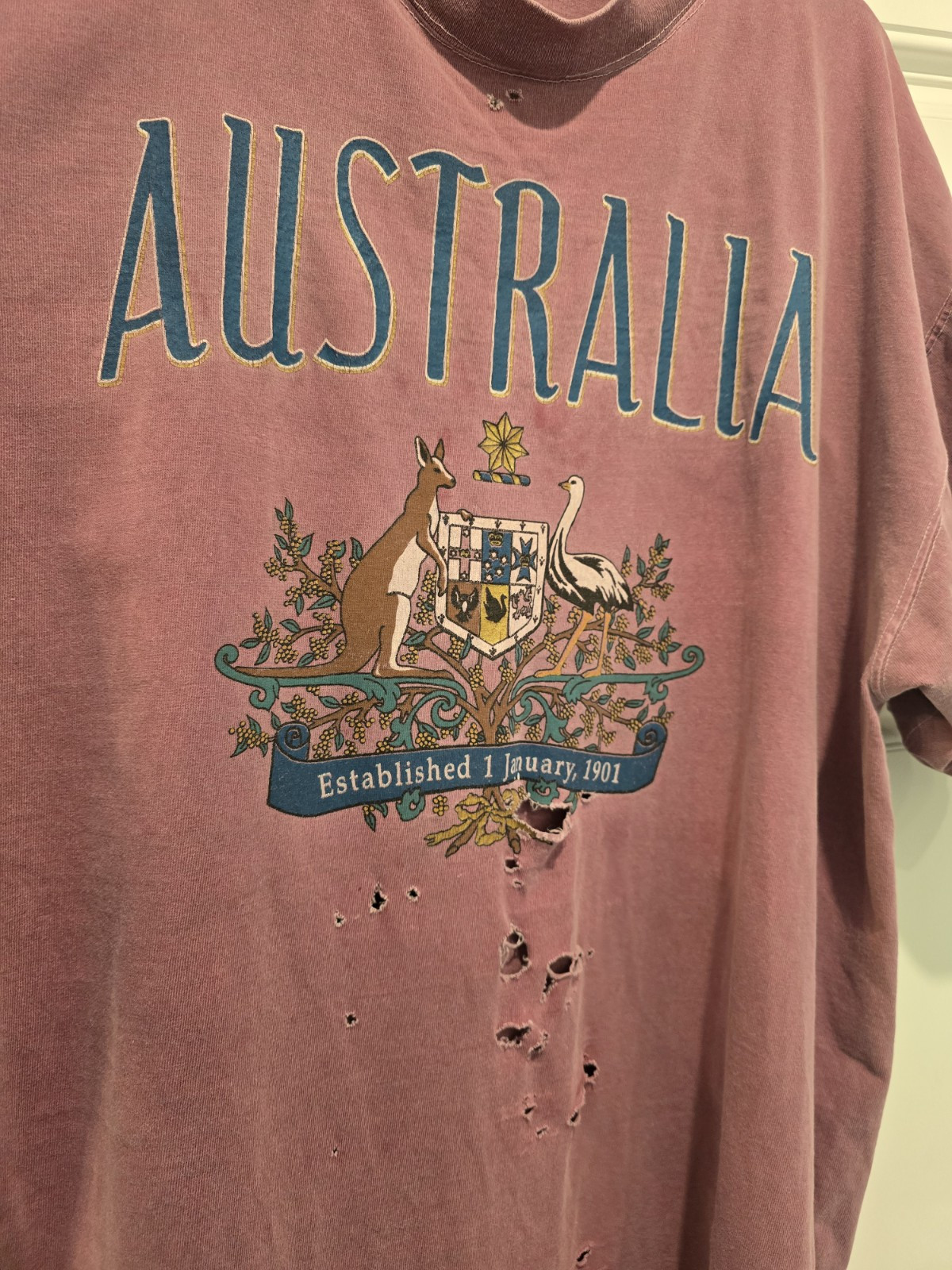 Vintage Galt Sand Australia Distressed Purple Mens XL Short Sleeve T Shirt Faded gallery