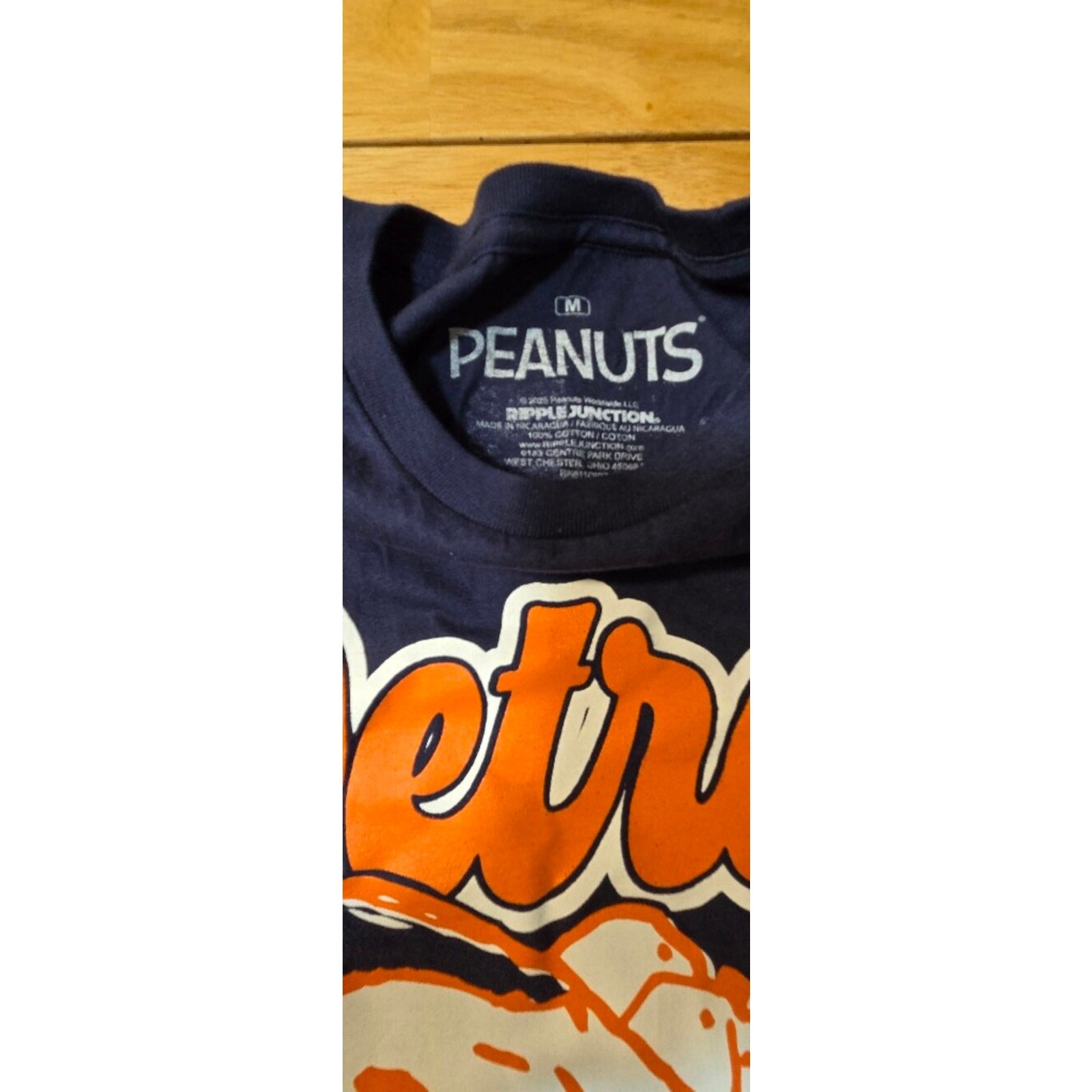 Peanuts Snoopy Detroit Baseball Graphic Tee Medium NWOT Navy Blue Team Merch gallery
