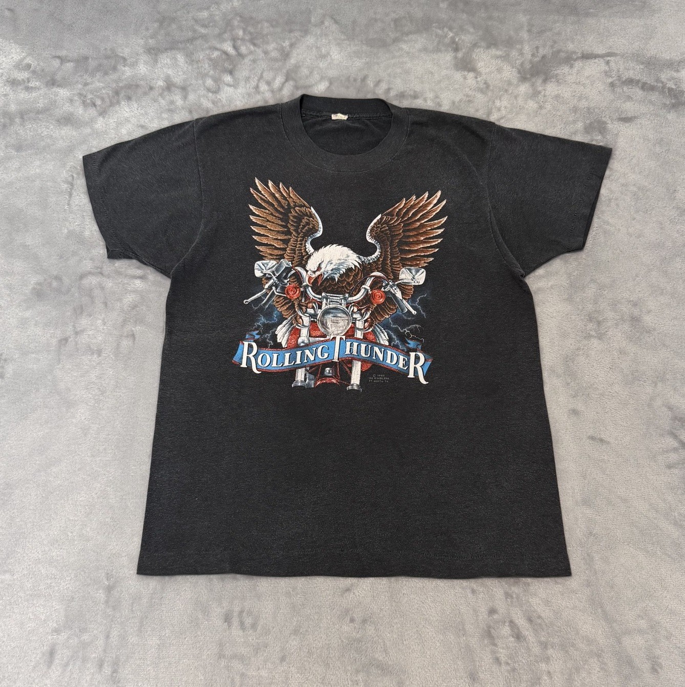 Vintage 80’s 3D Emblem Harley Davidson Rolling Thunder T-Shirt Men’s Size Large