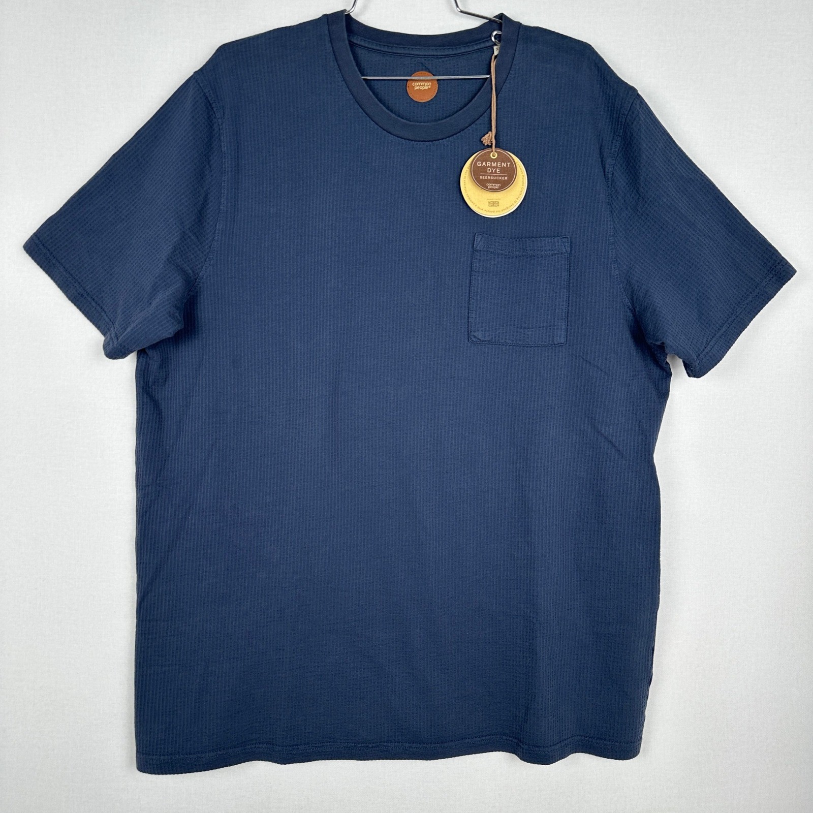Common People Seersucker Pocket T Shirt Navy Blue Men's XL gallery