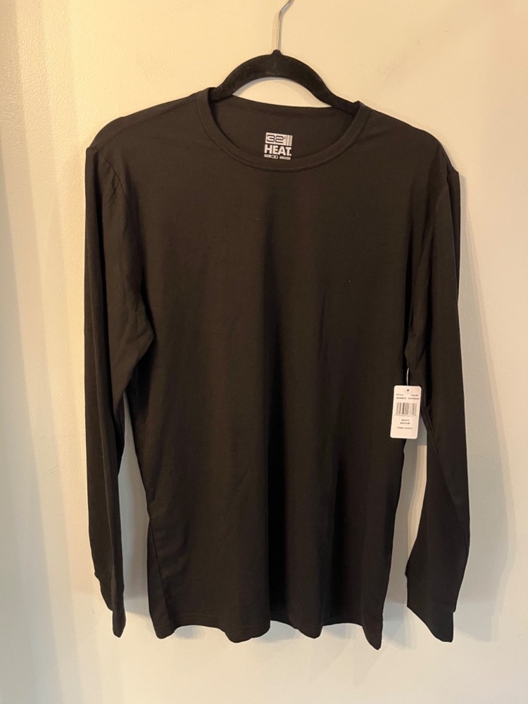 32 Degrees Heat Men’s Black Long Sleeve Crew Neck Base Layer Shirt Size M