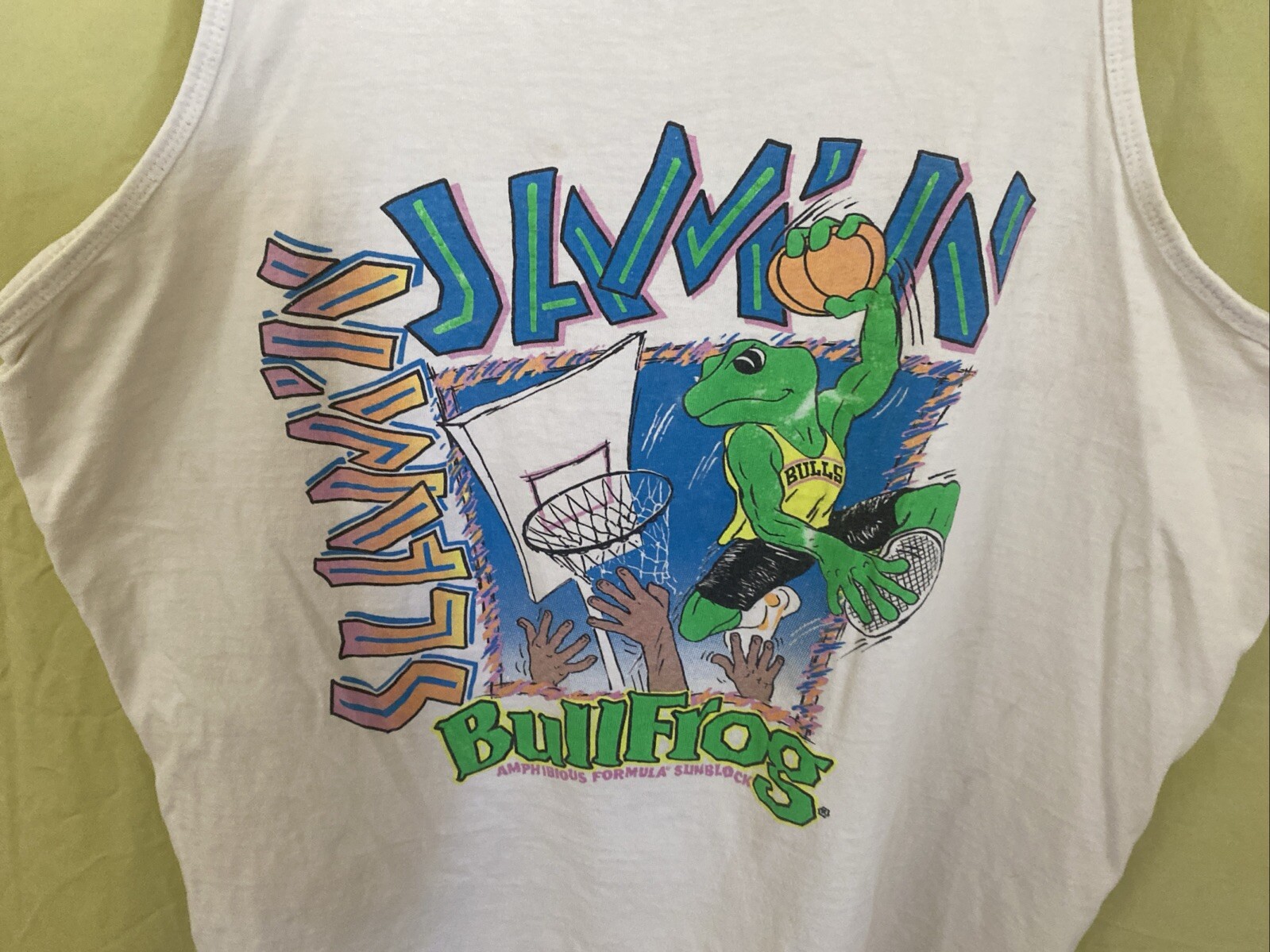 Vintage Single Stitch Bullfrog Basketball Graphic Tank Top Shirt Size Measured gallery