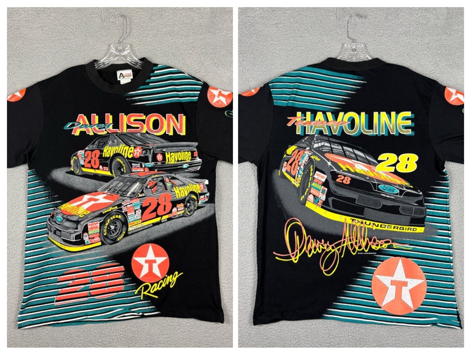 Vtg NASCAR AOP 1993 Davey Allison T-shirt Men’s XL 28 Havoline USA Single Stitch gallery