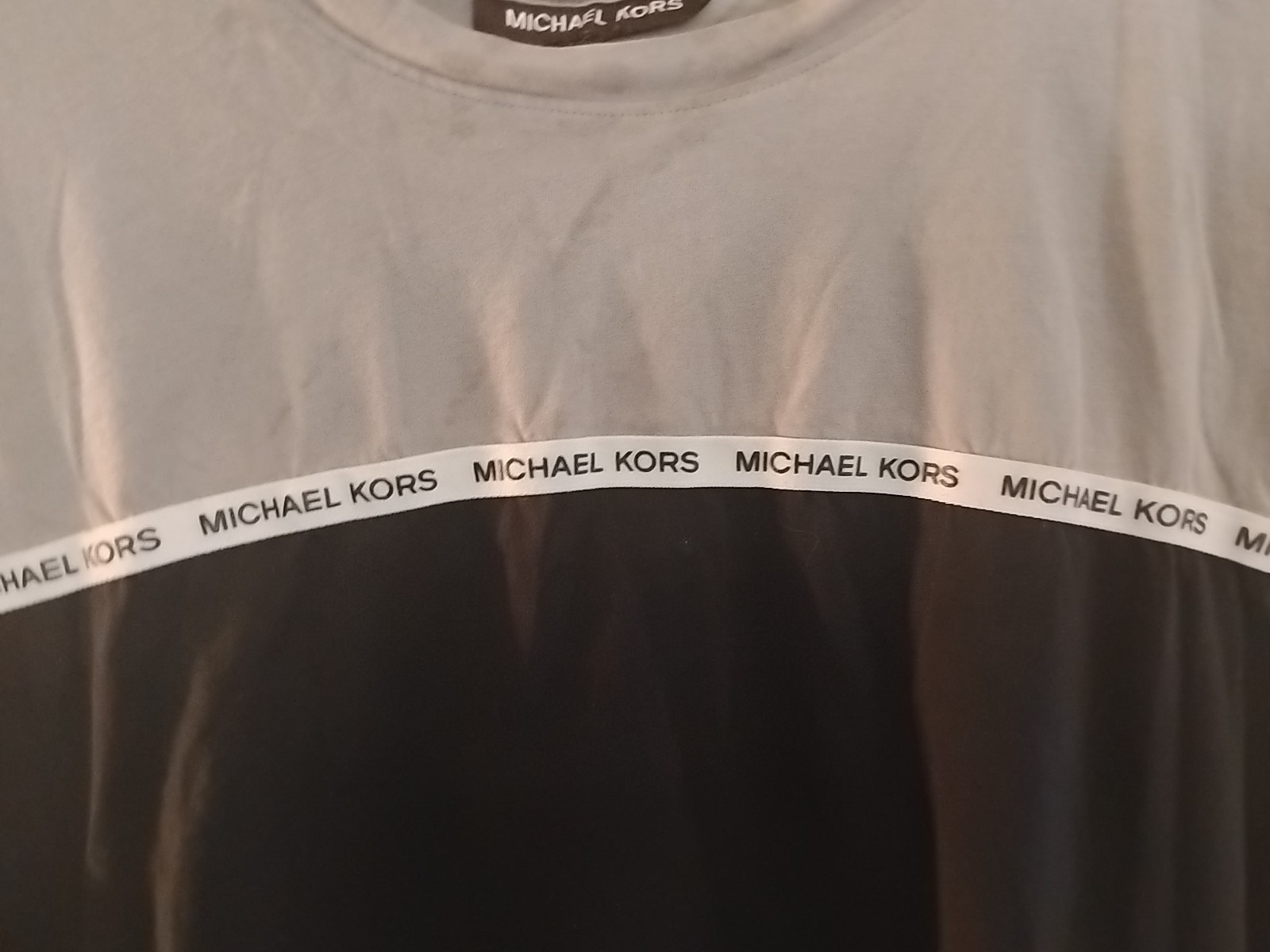 Michael Kors Block Logo Colorblock T-Shirt White Black Men's Size M gallery