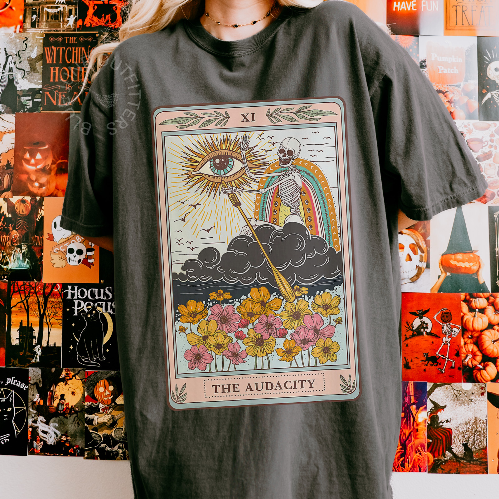 The Audacity Trippy Skeleton Tarot Tee | Witchy Comfort Colors T-Shirt | Skelly