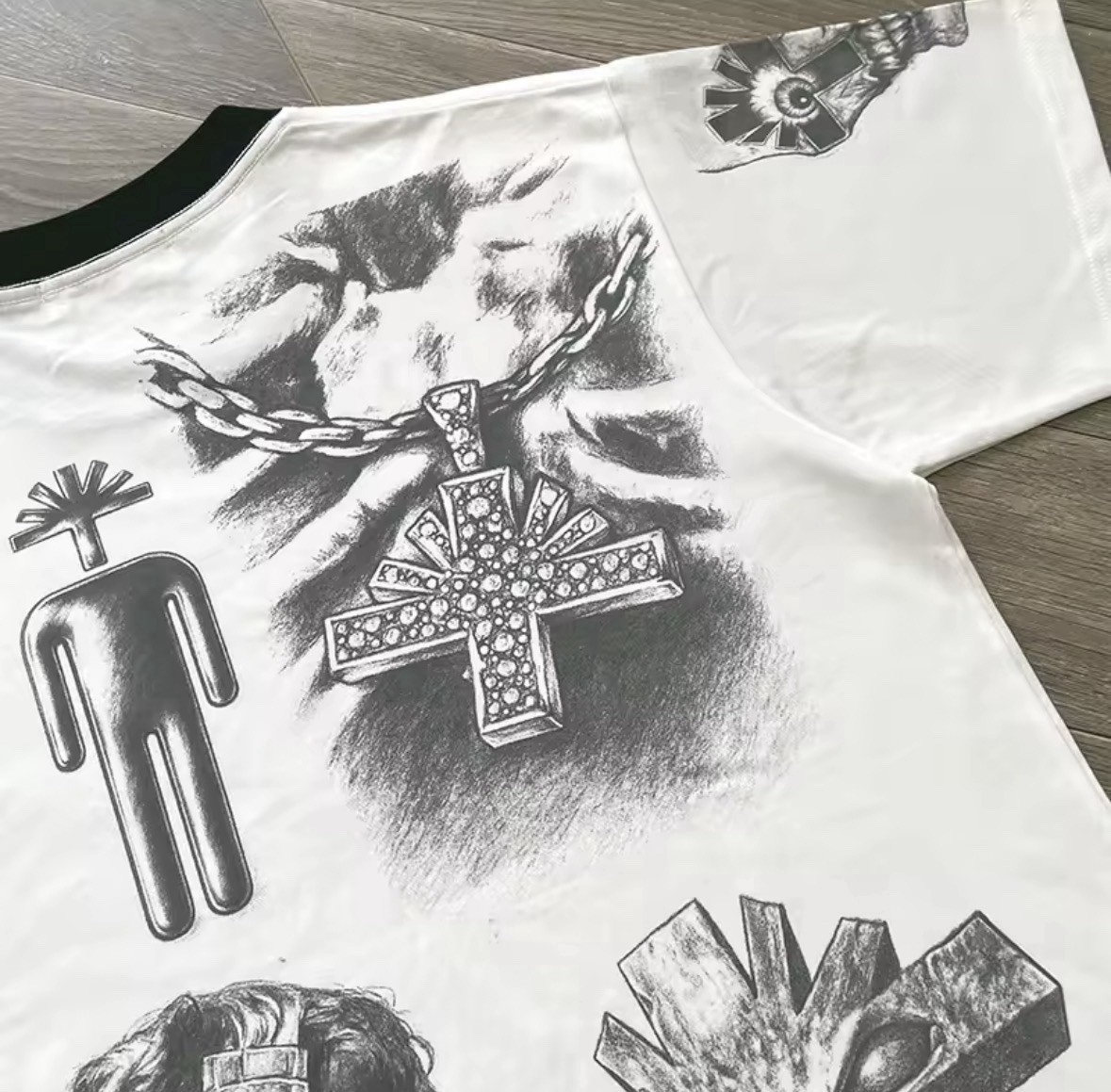 Vertabrae Mixed Feelings Tee White Men's Round Neck Cotton Short Sleeve T-shirts gallery