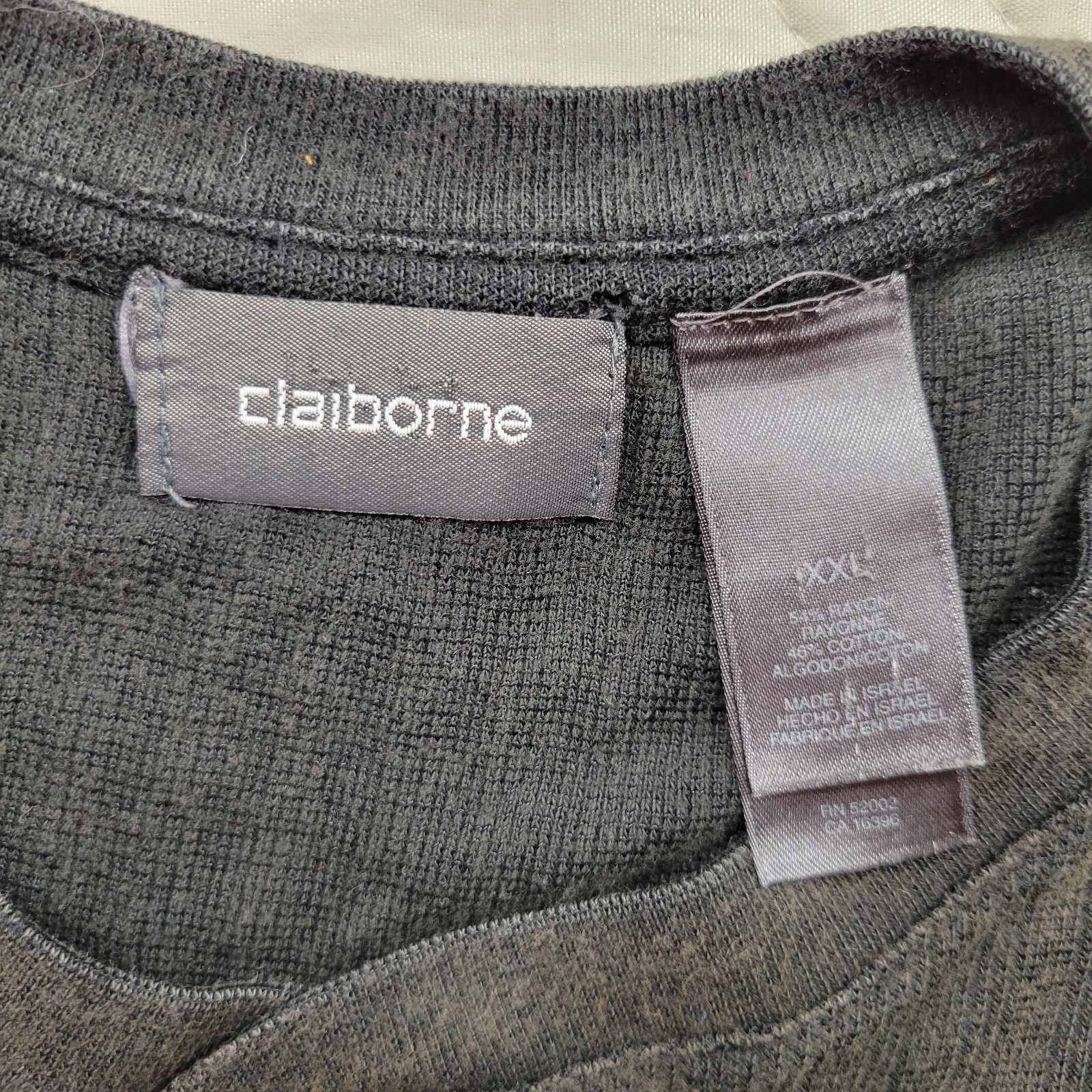 claiborne ribbed charcoal gray short sleeve shirt size XXL gallery