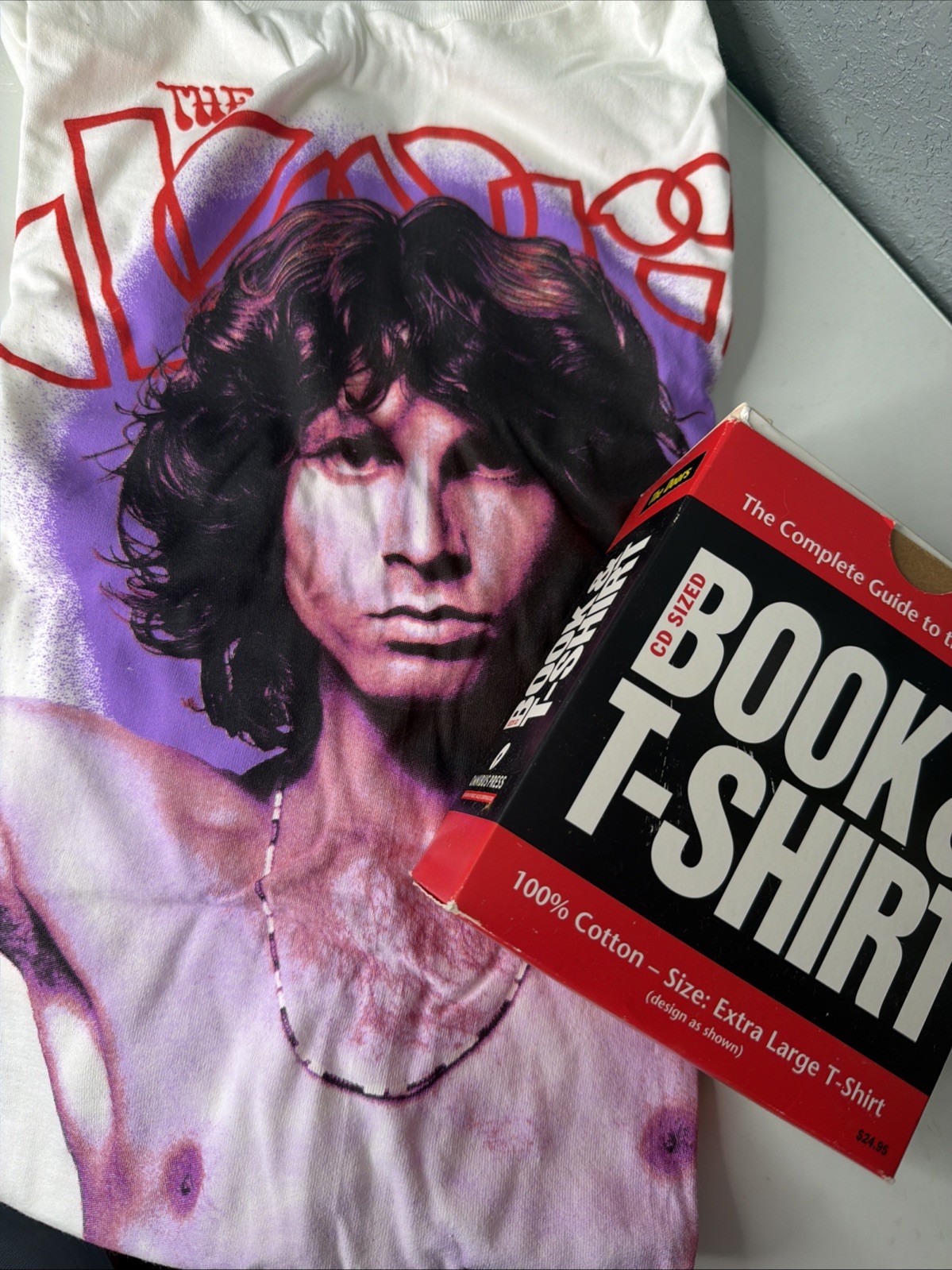 Vintage 90s The Doors Book & T Shirt Set XL White T Shirt Winterland Rare NOS