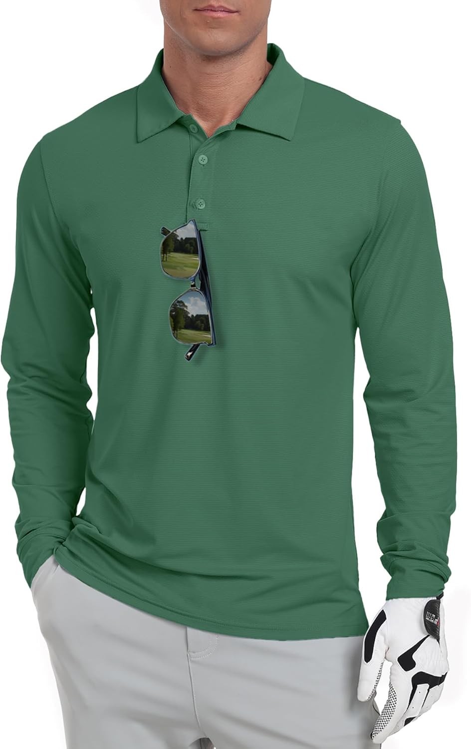 Men's Long Sleeve Golf Polo Shirt UPF 50+ Quick Dry Lightweight Performance Tee gallery