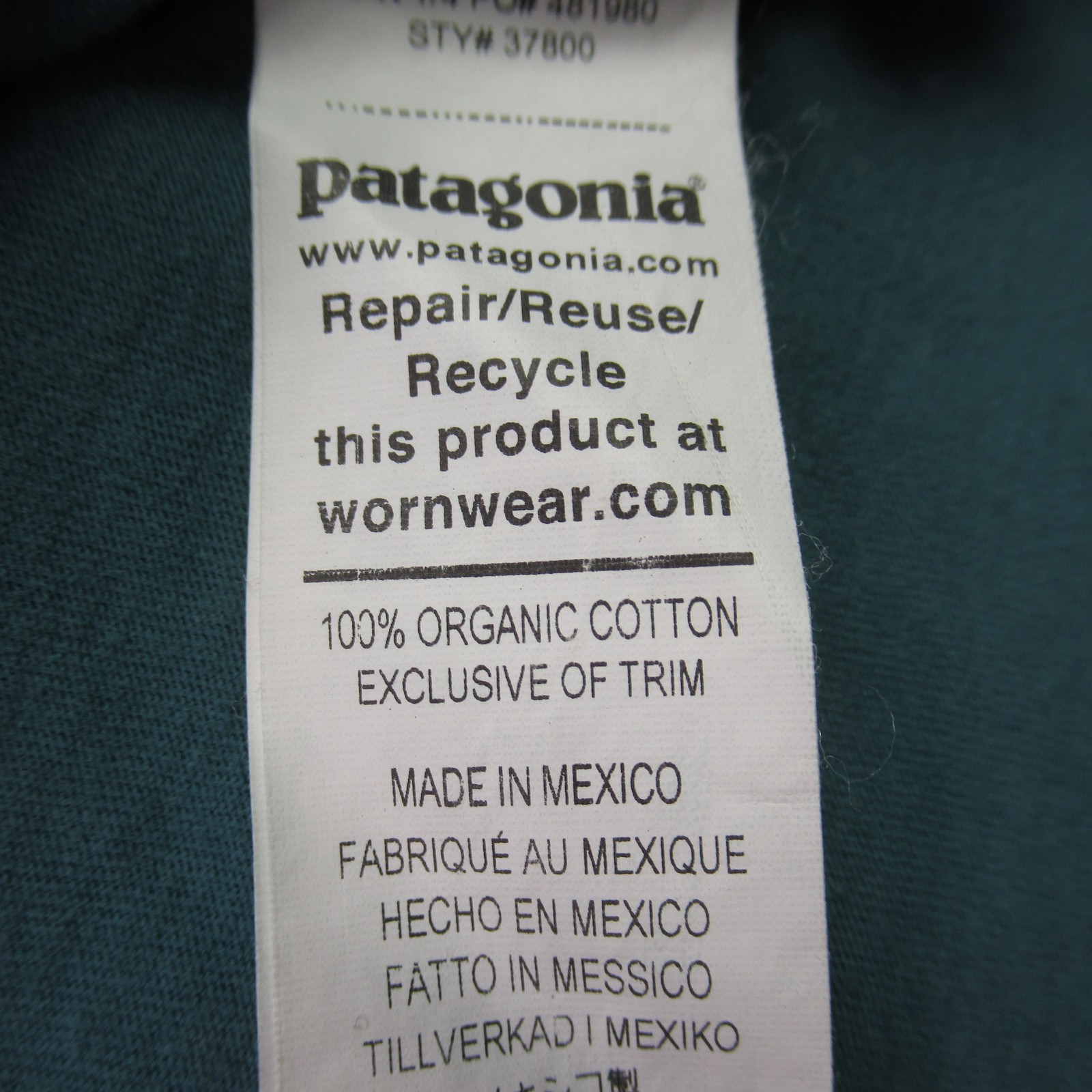 Patagonia Men's Teal Graphic T-Shirt Organic Cotton "Applied Imagination" Size L gallery