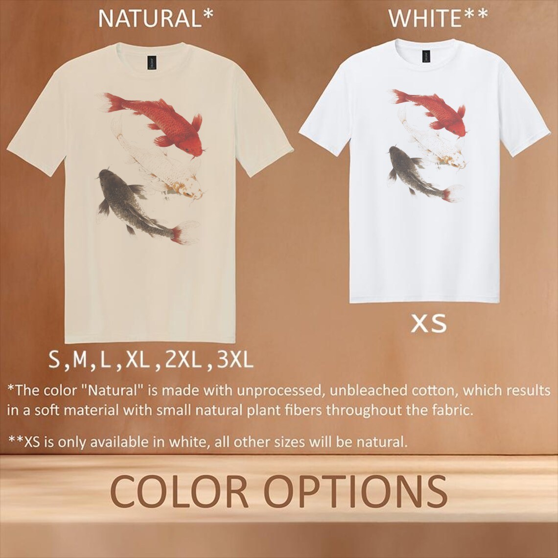 Koi Fish Graphic Tee Natural Shirt Aquatic Art Design gallery