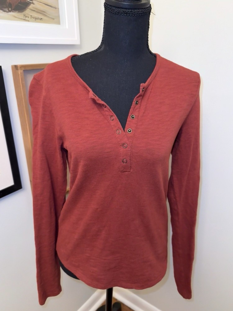 Tecovas Henley Shirt Mens Small Reddish Brown Long Sleeve Knit Cotton Ranchwear