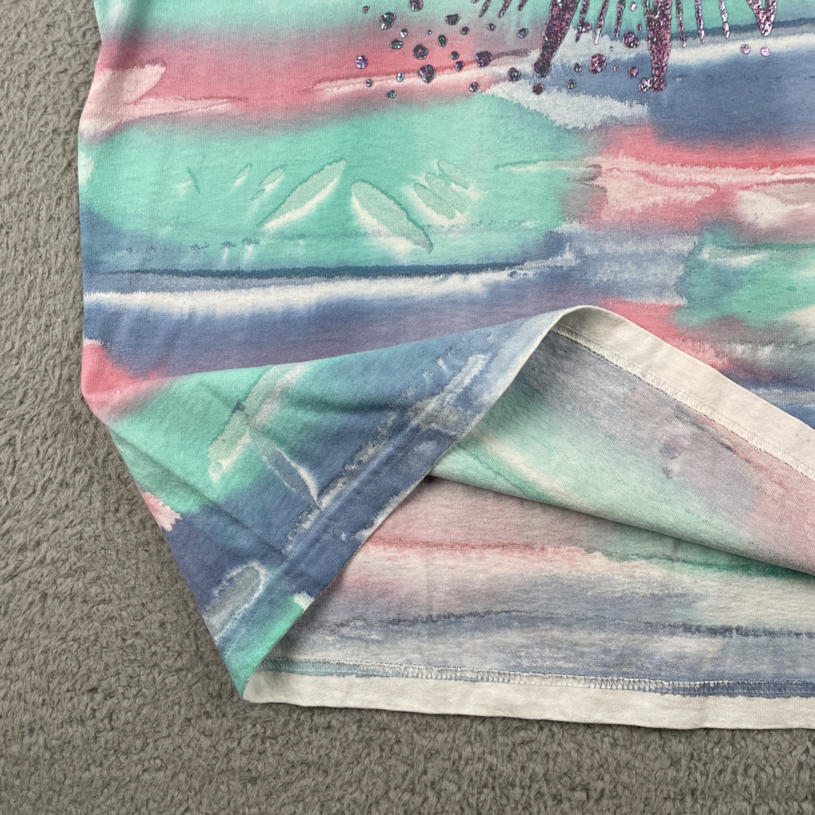 Vtg Silver Screen Ts XL Tie Dye Shirt Sunshine Iridescent Puff Print Made In USA gallery
