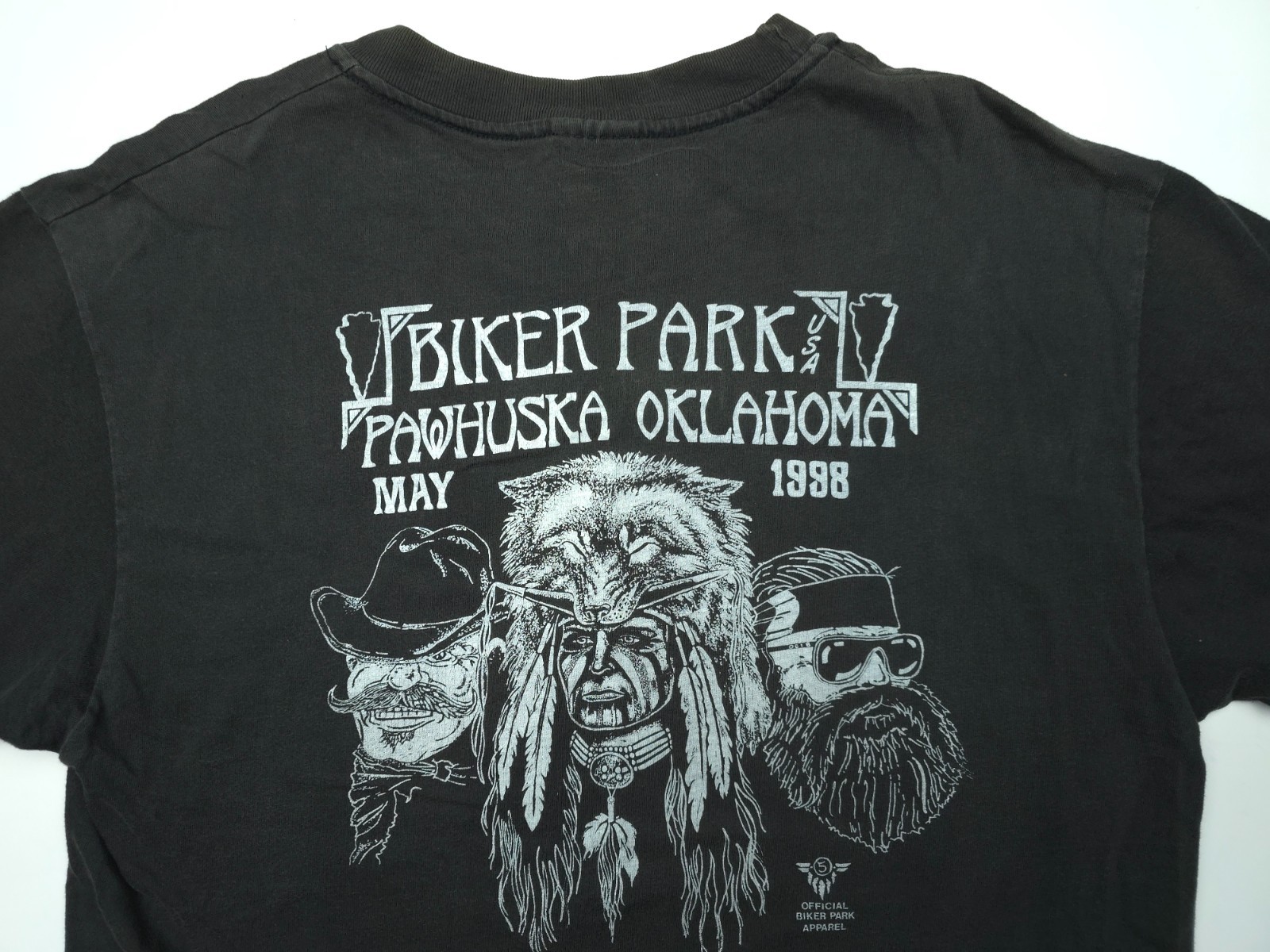 VTG 98' Adult Large Biker Park Pawhuska Oklahoma Protest Against Helmet Shrt gallery