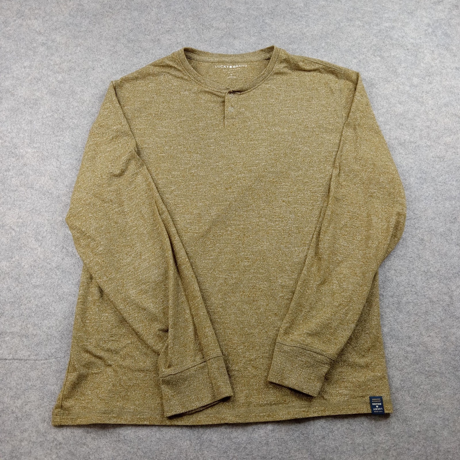 Lucky Brand Shirt Mens Large Green Long Sleeve Henley Cotton Blend Tagless gallery