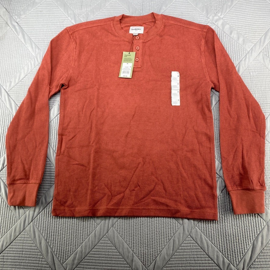 Goodfellow & Co Men’s Red Textured Long Sleeve Shirt Size Medium