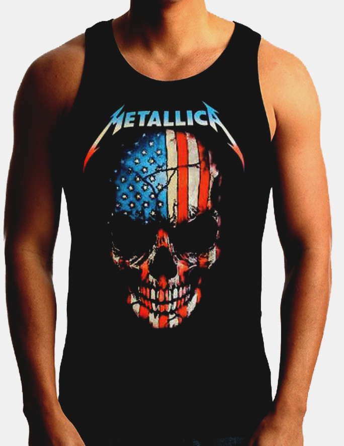 METALLICA AMERICAN SKULL Heavy Metal Band Black Tank Top gallery
