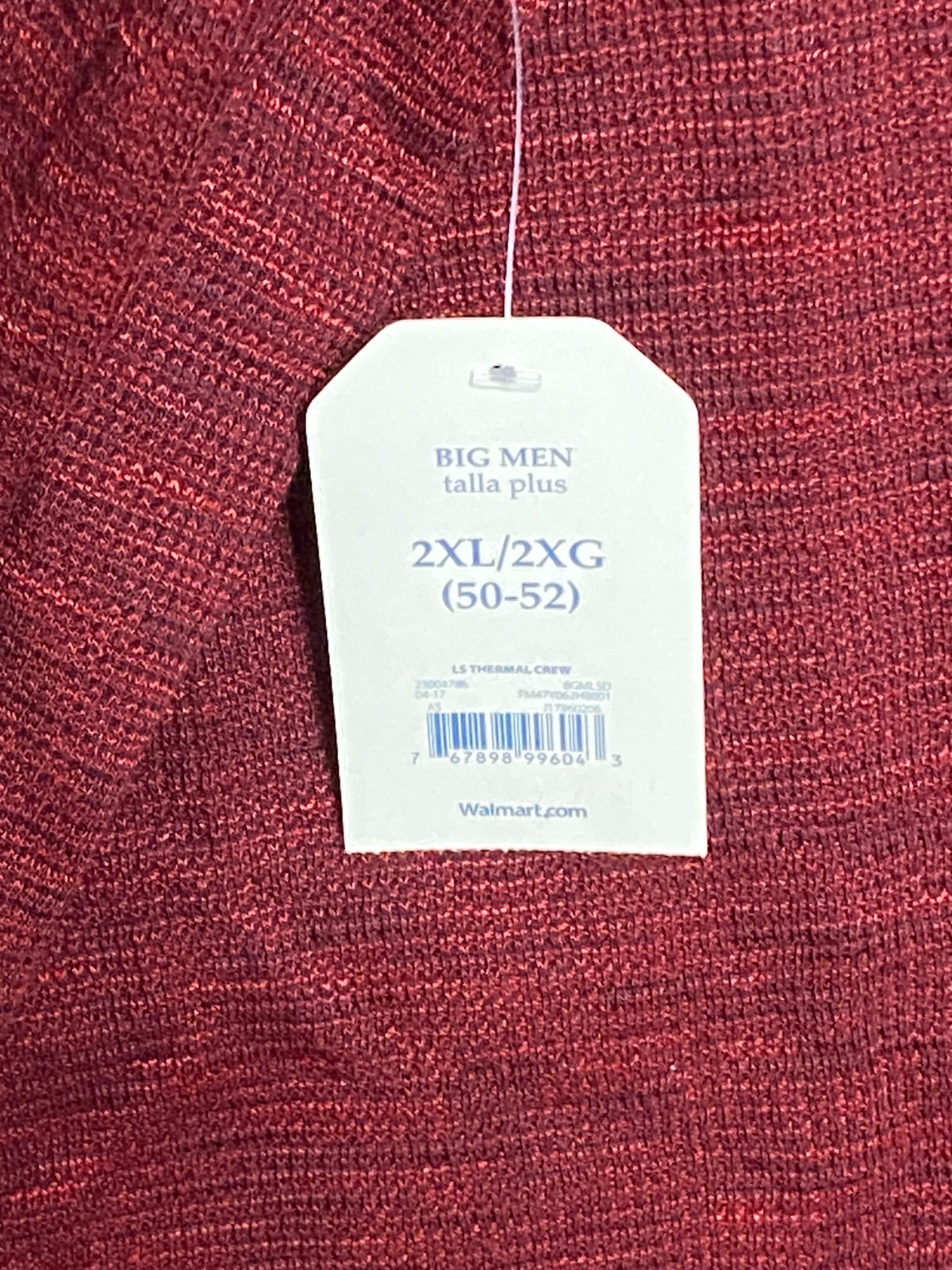 Vintage NWT Faded Glory Mens Thermal Shirt Crew Neck 2XL 50 - 52 Cotton Blend gallery