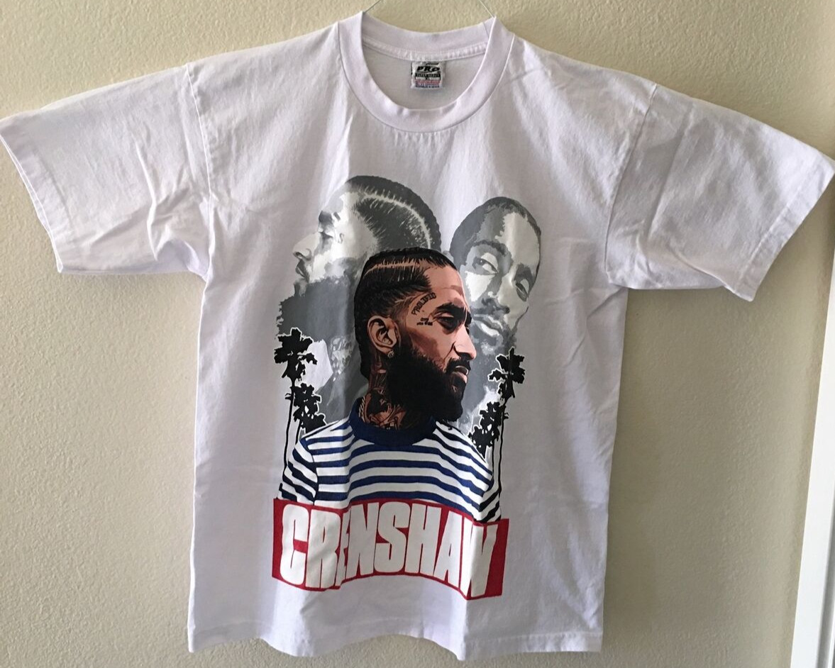 Pro Super Heavy Weight CRENSHAW Nipsey Hussle T-Shirt, White, XL , Rapper T