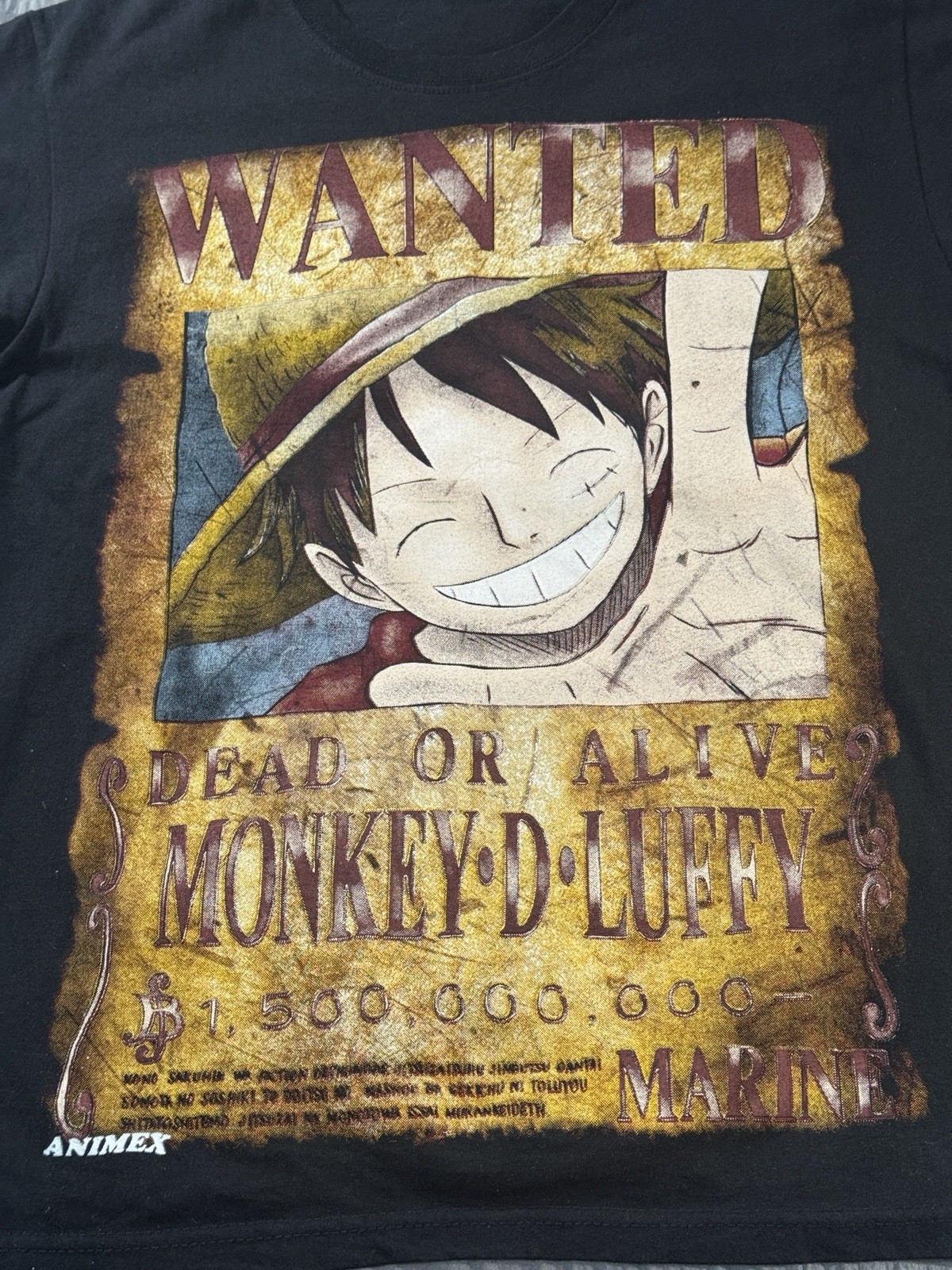 One Piece Monkey D. Luffy Graphic T-Shirt Wanted Poster Tee Size M gallery