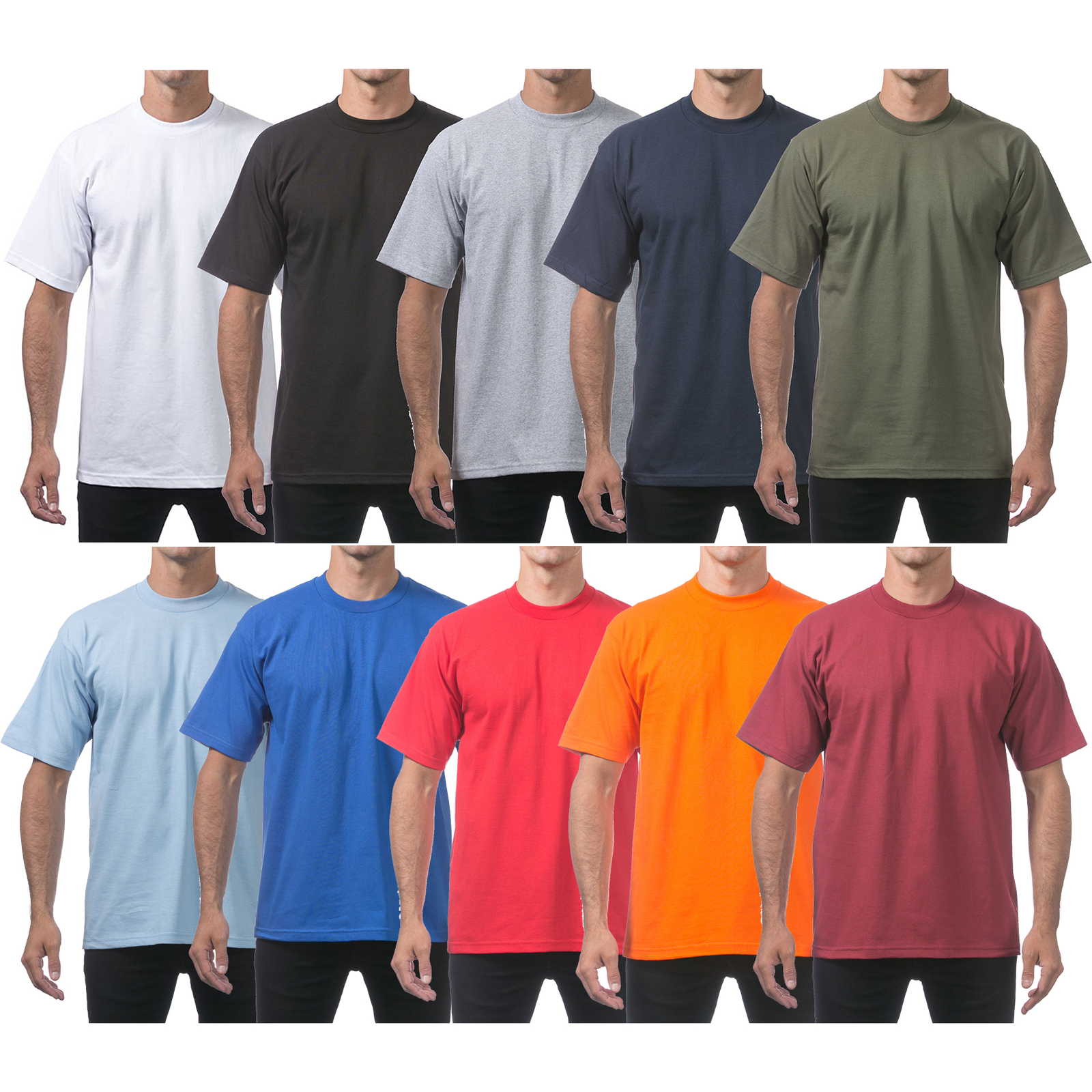 Pro Club Men's Heavyweight Short Sleeve Crew Neck T-Shirt, PROCLUB Plain Tees gallery