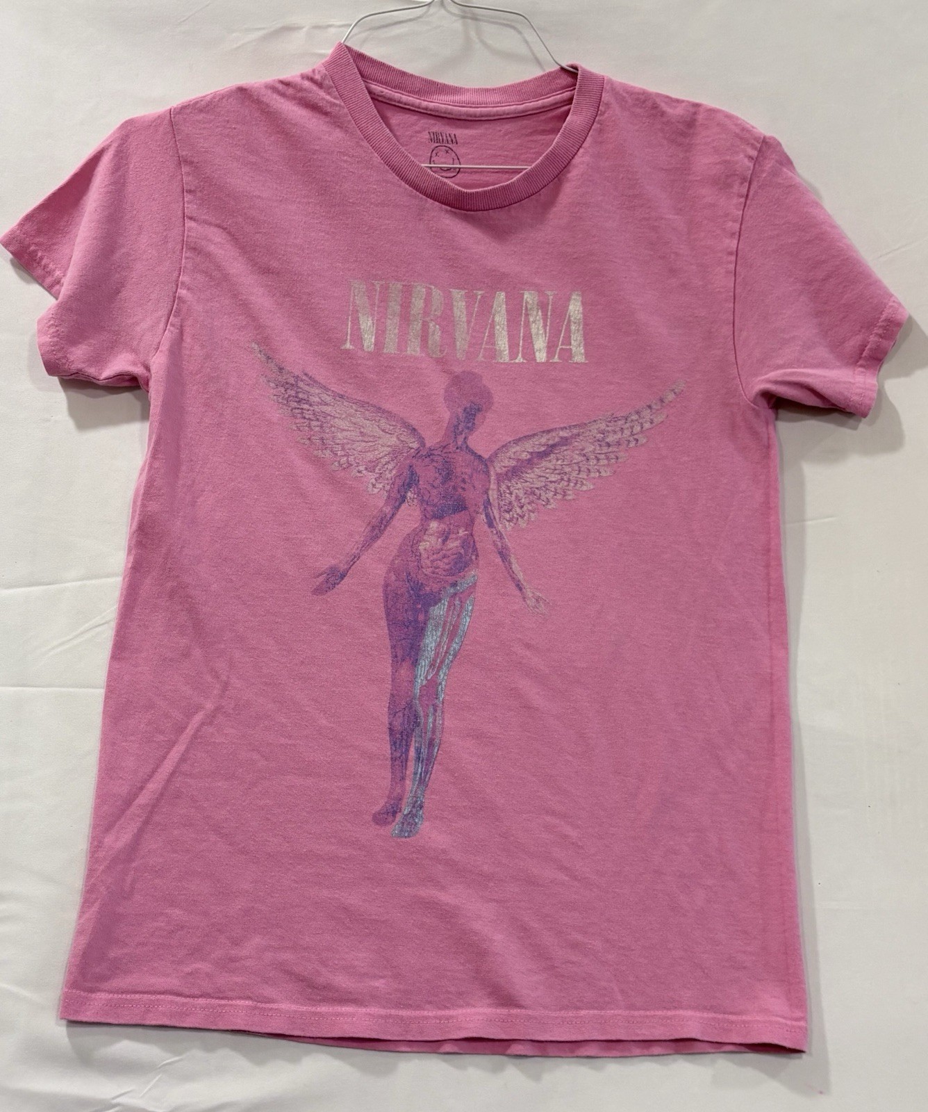 Nirvana In Utero Pink distressed Rock Band Tee Sz S