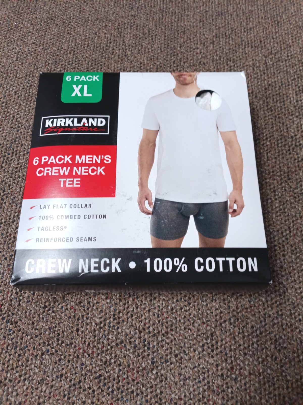 Kirkland Signature Men's 6-Pack Crew Neck Lightweight Tee, White, Size Xl gallery