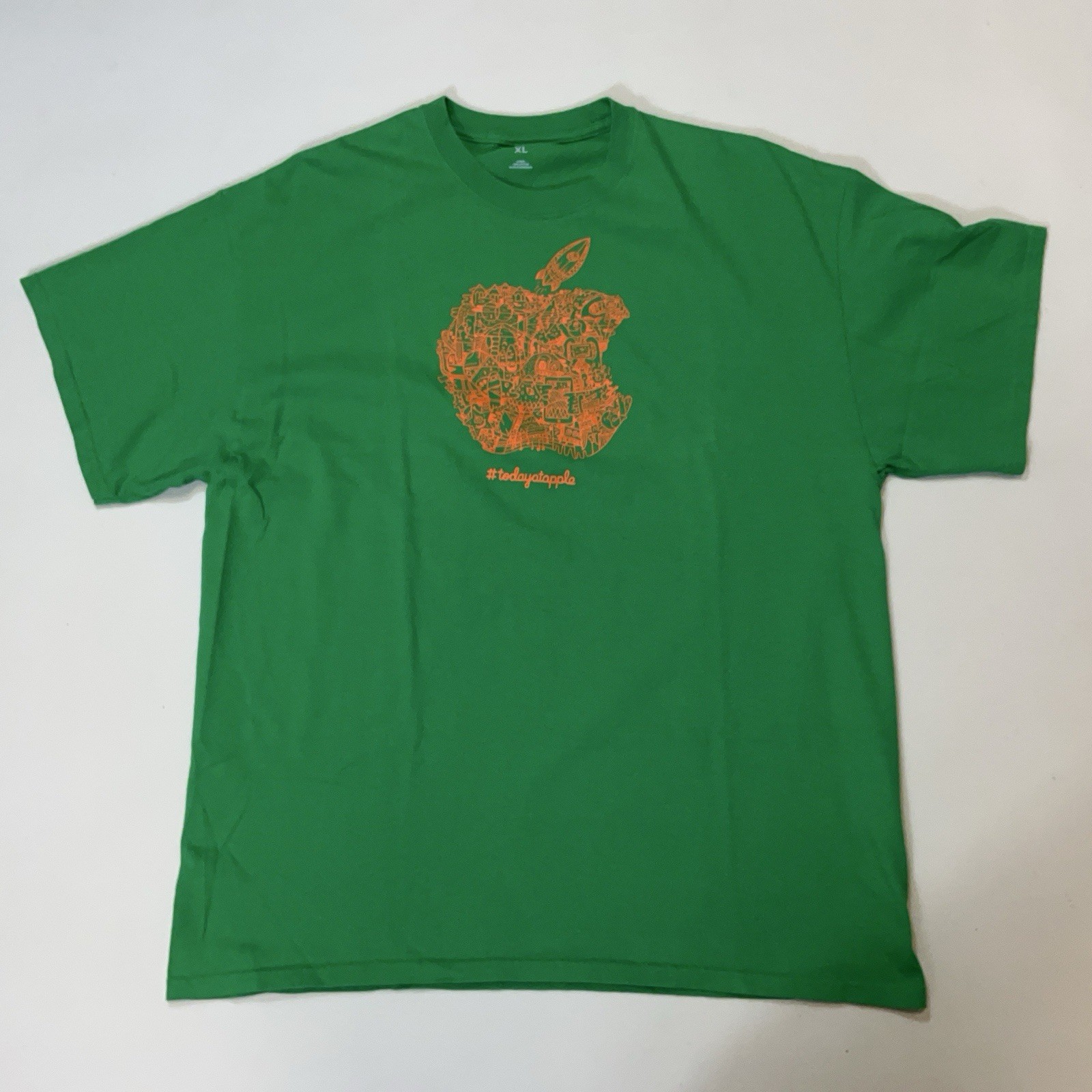 Today at APPLE Computer Tee SHIRT Green Crew Neck Cotton T Rocket Unisex XL gallery