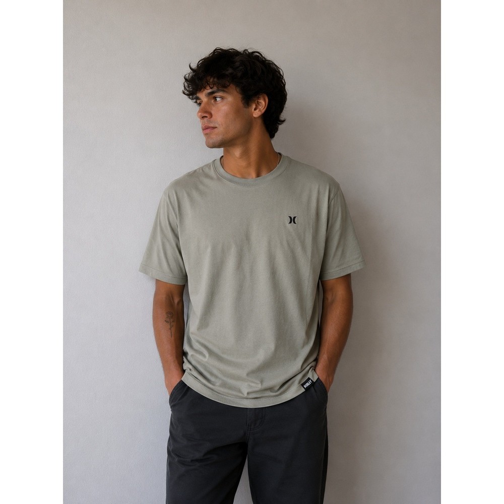 Hurley Explore Icon Short Sleeve Shirt Men Small Light Olive Green NWT