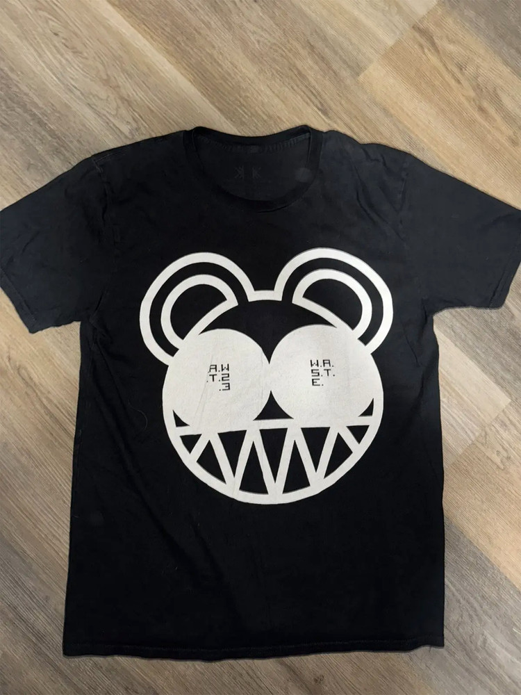 W.A.S.T.E x Radiohead Mouse Head Logo Band Black Unisex T-shirt S-5XL