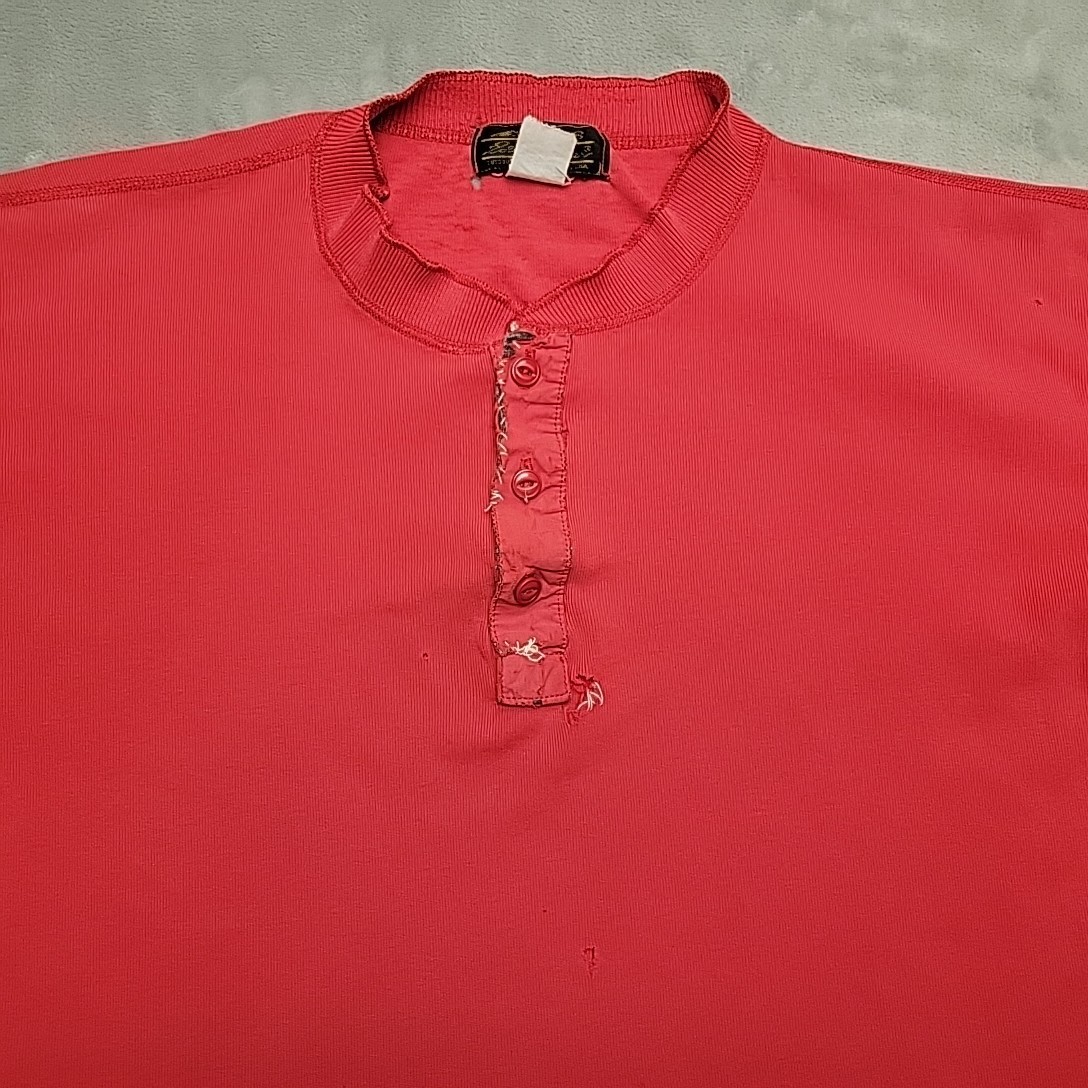Vintage Eddie Bauer Henley Shirt Men L Red Ribbed Knit Distressed Grandpa Logger gallery