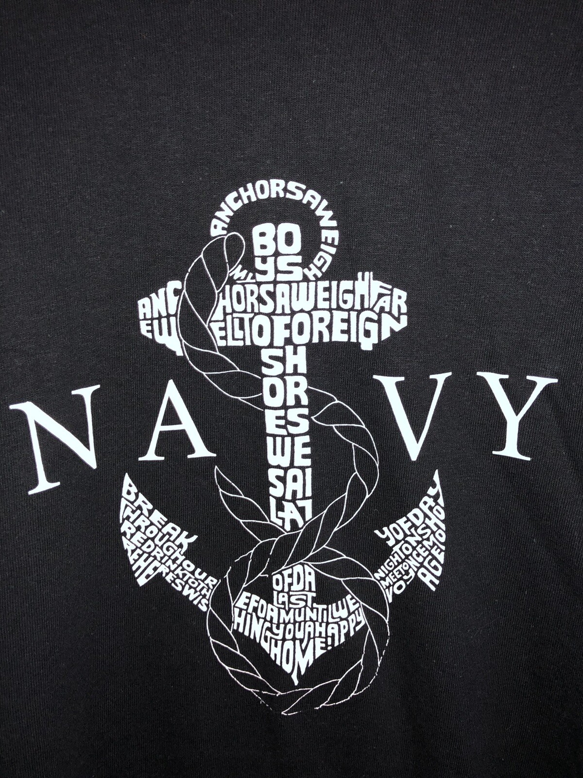 L.A. Pop Art Navy Anchors Aweigh T-Shirt Black Long Sleeves Men's Size 3XL NWOT gallery