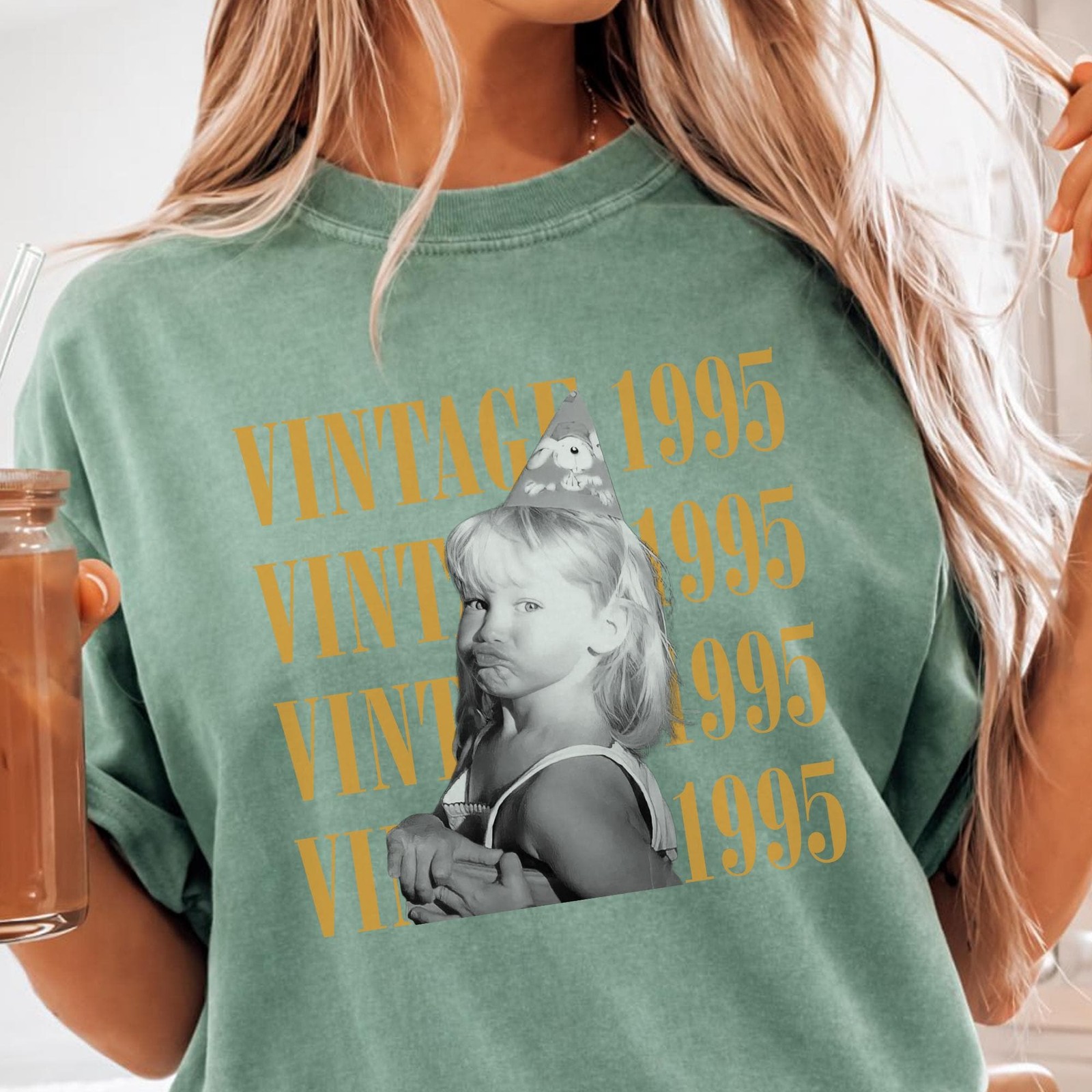 Custom Vintage Photo Year Shirt Personalized Birthday Party 90s T-Shirt gallery