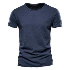 100% Cotton Round Neck Design Slim Fit Soild Color Short Sleeve T Shirt for Men