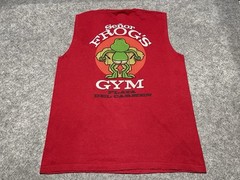Vtg Distressed Red Senor FROGS GYM Sleeveless Shirt No Pain No Train 2 SIded M