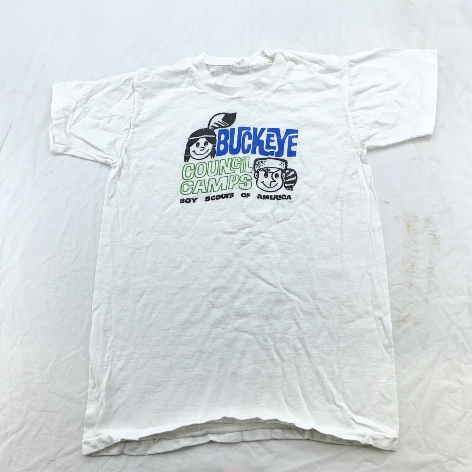 vtg 60s BOY SCOUTS OF AMERICA BUCKEYE COUNCIL CAMPS T-Shirt 2XS ohio soft bsa gallery